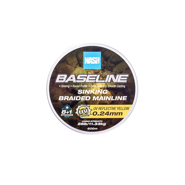 Nash Baseline Sinking Braid Camo/UV Yellow Various (ITEM BACKORDER)