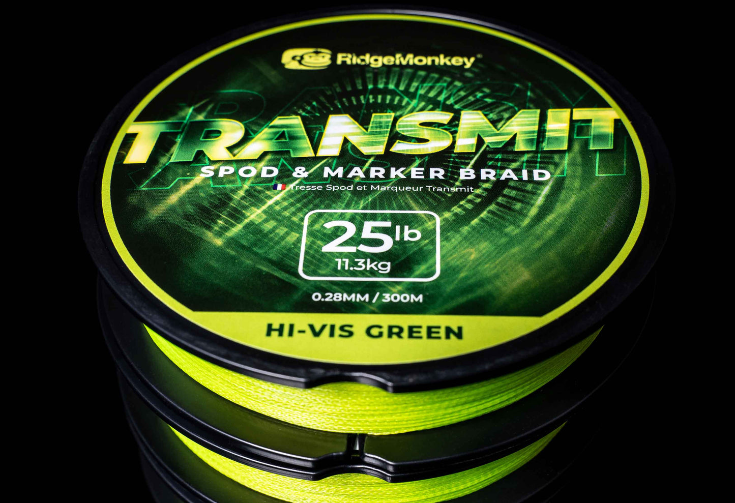 RidgeMonkey Transmit Spod And Marker Braid 25lb 300m High Viz Green
