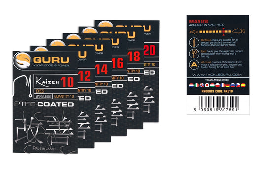 Guru Kaizen Eyed Barbless Hooks Various Sizes